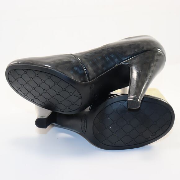 Candie’s Black Round-Toe High Heels Size 8 – Glossy Check Pattern - Picture 5 of 7